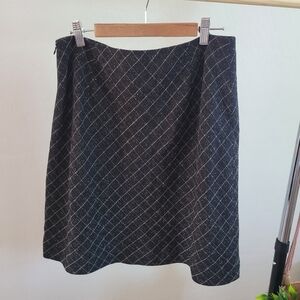 Ann Taylor Wool Blend Black and White Checkered Skirt.